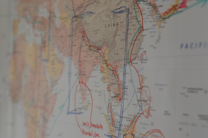 The map on our hallway wall